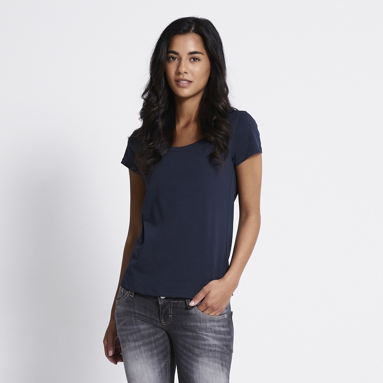 Basic scoop neck tee "Filippa" Dark Blue